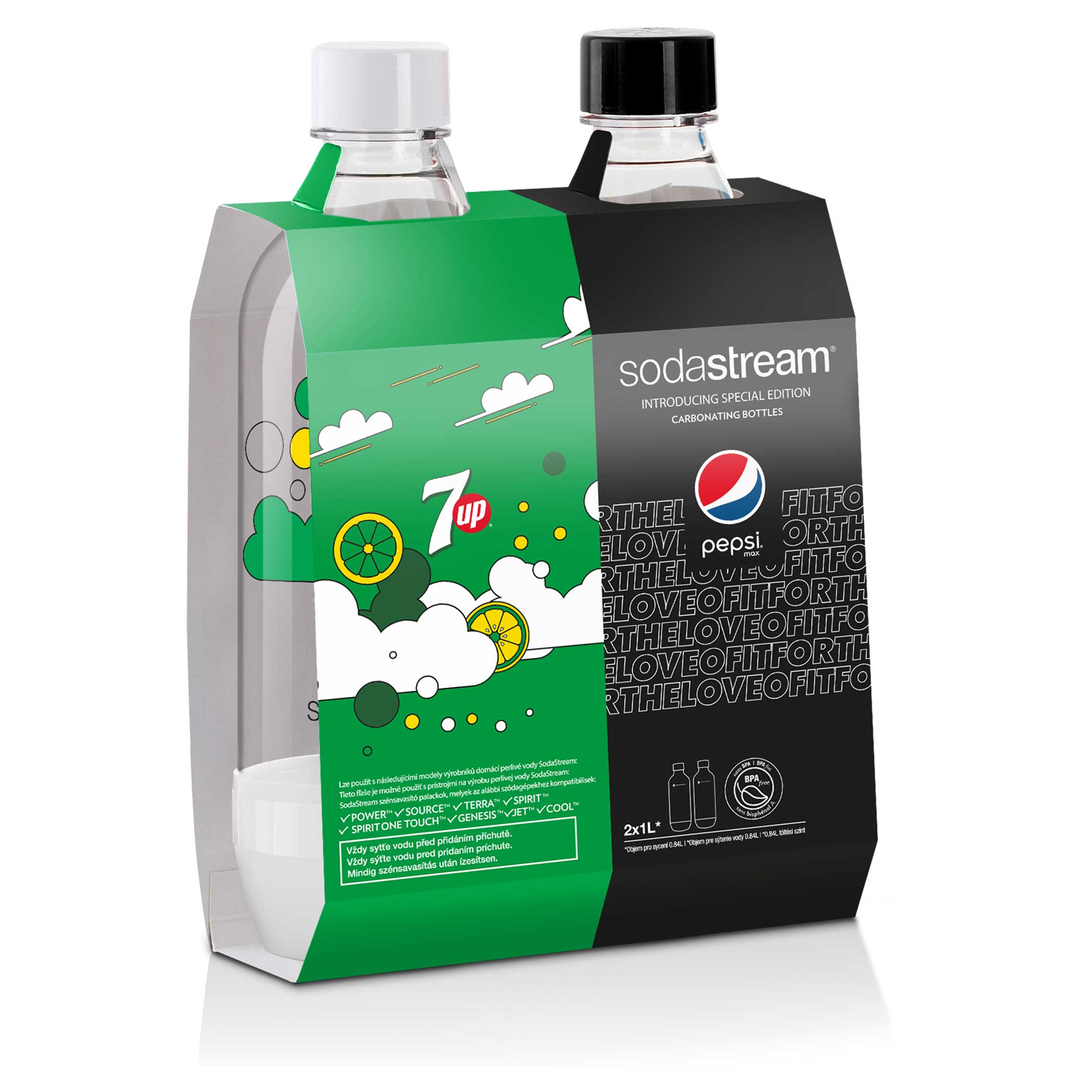 Sada lahví Jet 7UP & Pepsi Max 2 × 1 L